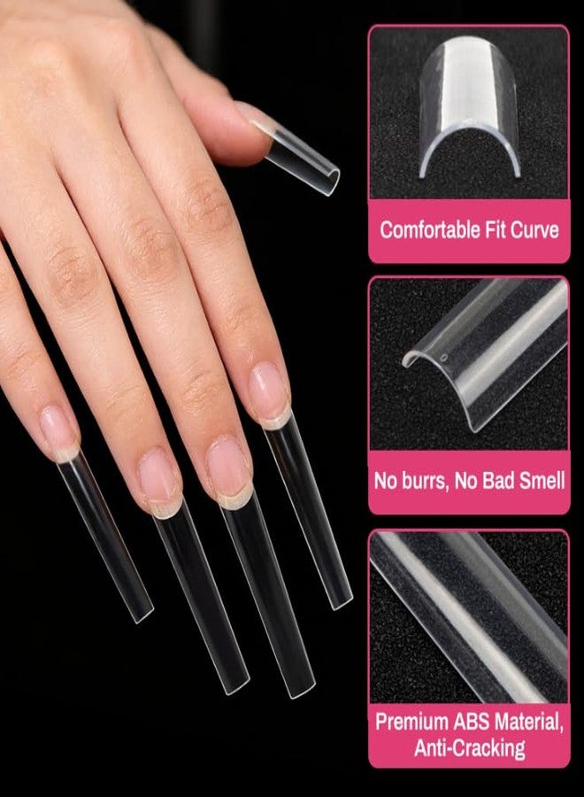 RAQEHO 240PCS Nail Tips - 12 Sizes C Curved Long Square, 2XL Extra Long Fake Nails, Clear Press On NailTips, Half Cover Tips Stuff for NailExtensions, XXL Long NailsSupplies for Nail Salon Home DIY - Image 4